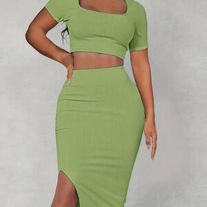 Two piece matching skirt set slight stretch